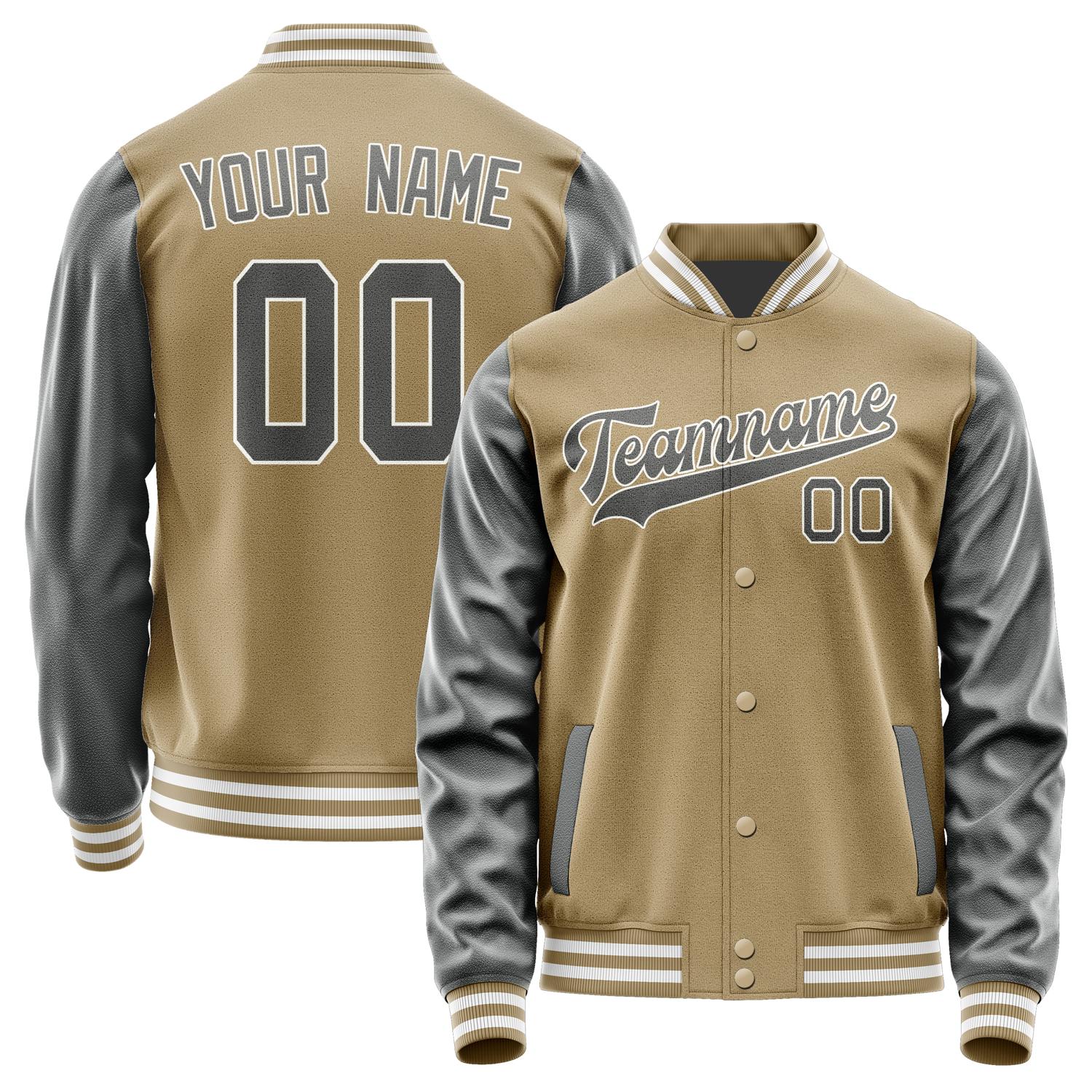 Custom Light Khaki Dark Grey Jacket JA2525202518B31820