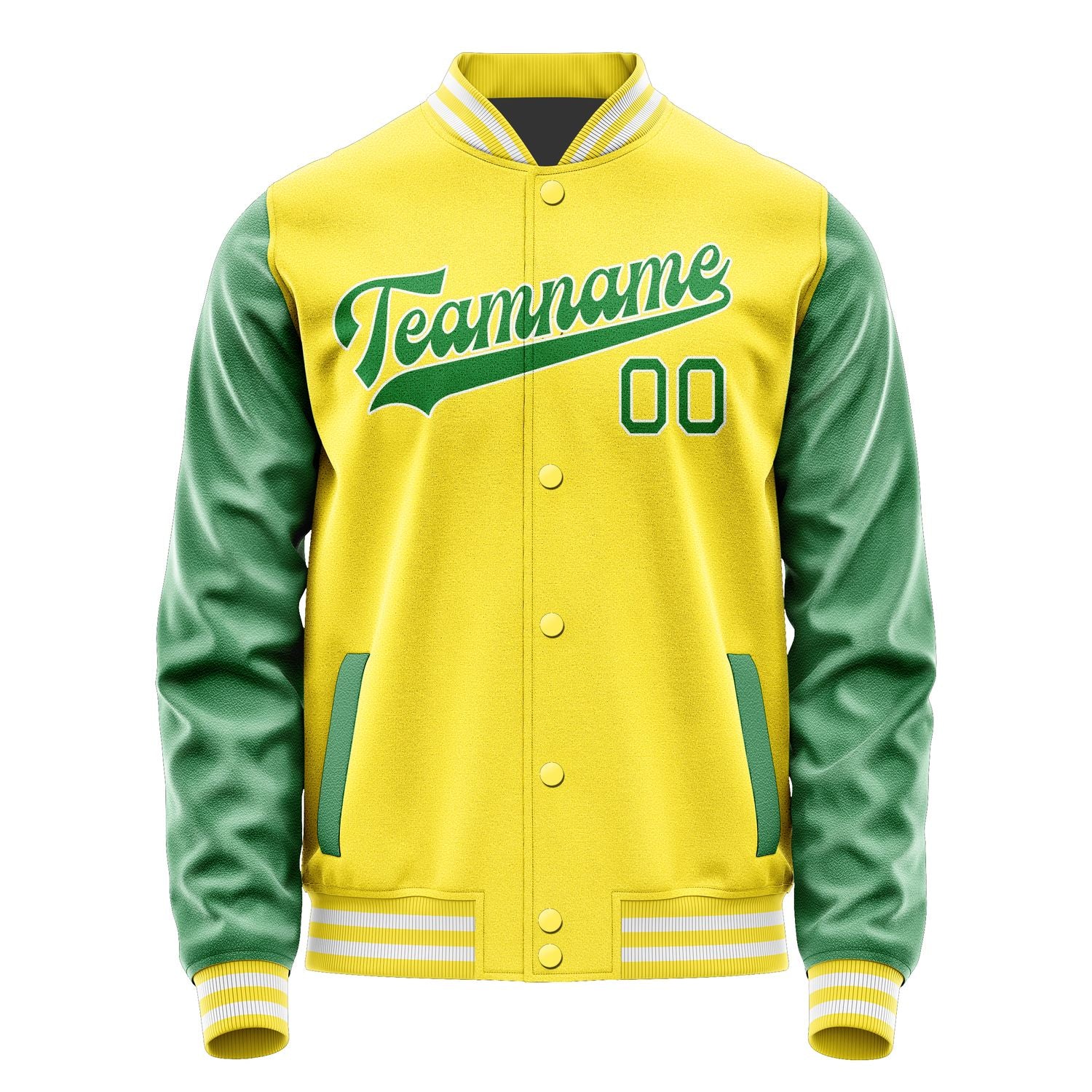 Custom Light Yellow Emerald Green Jacket JA2626242618B31824