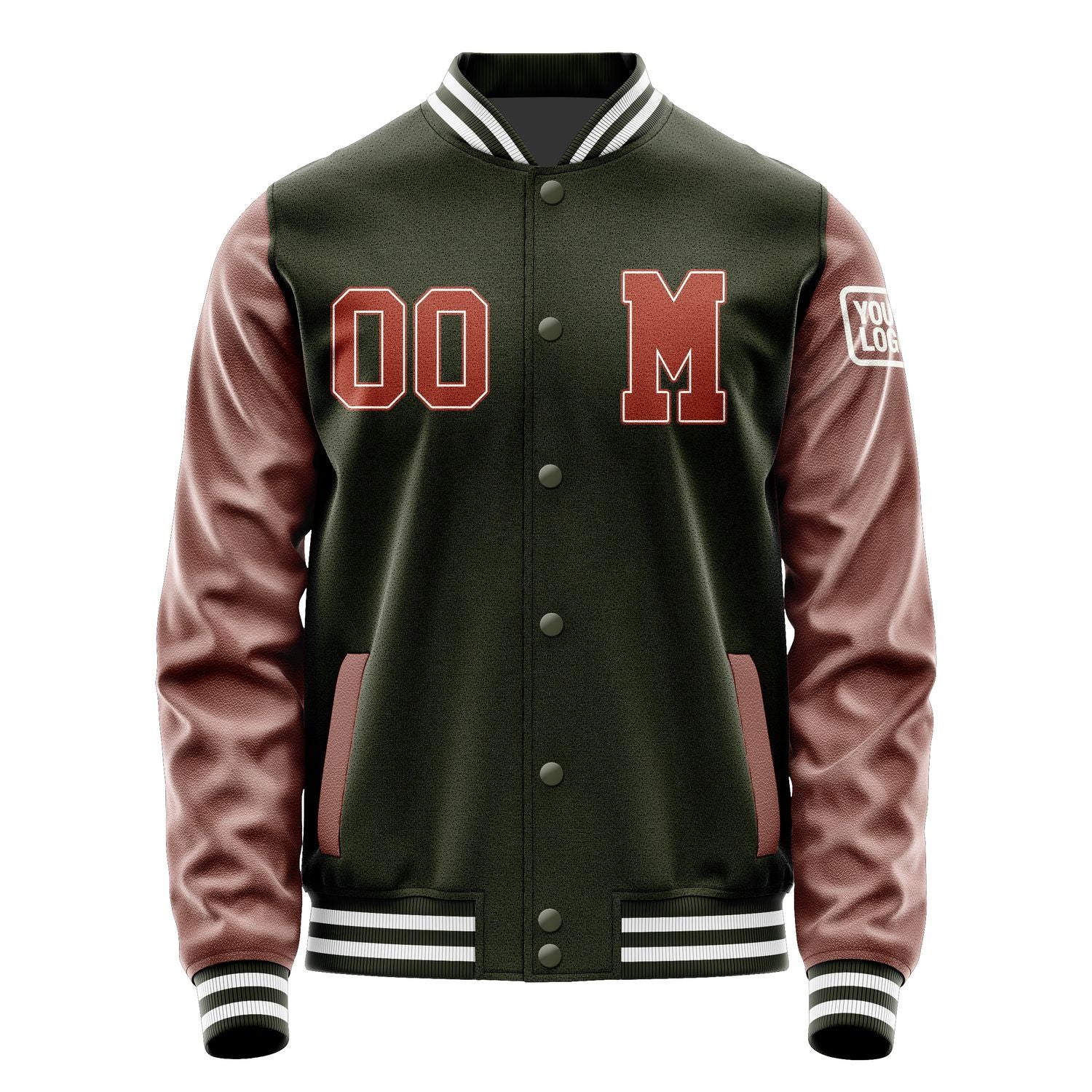 Custom Olive Coral Red Jacket Jb0202160218161818