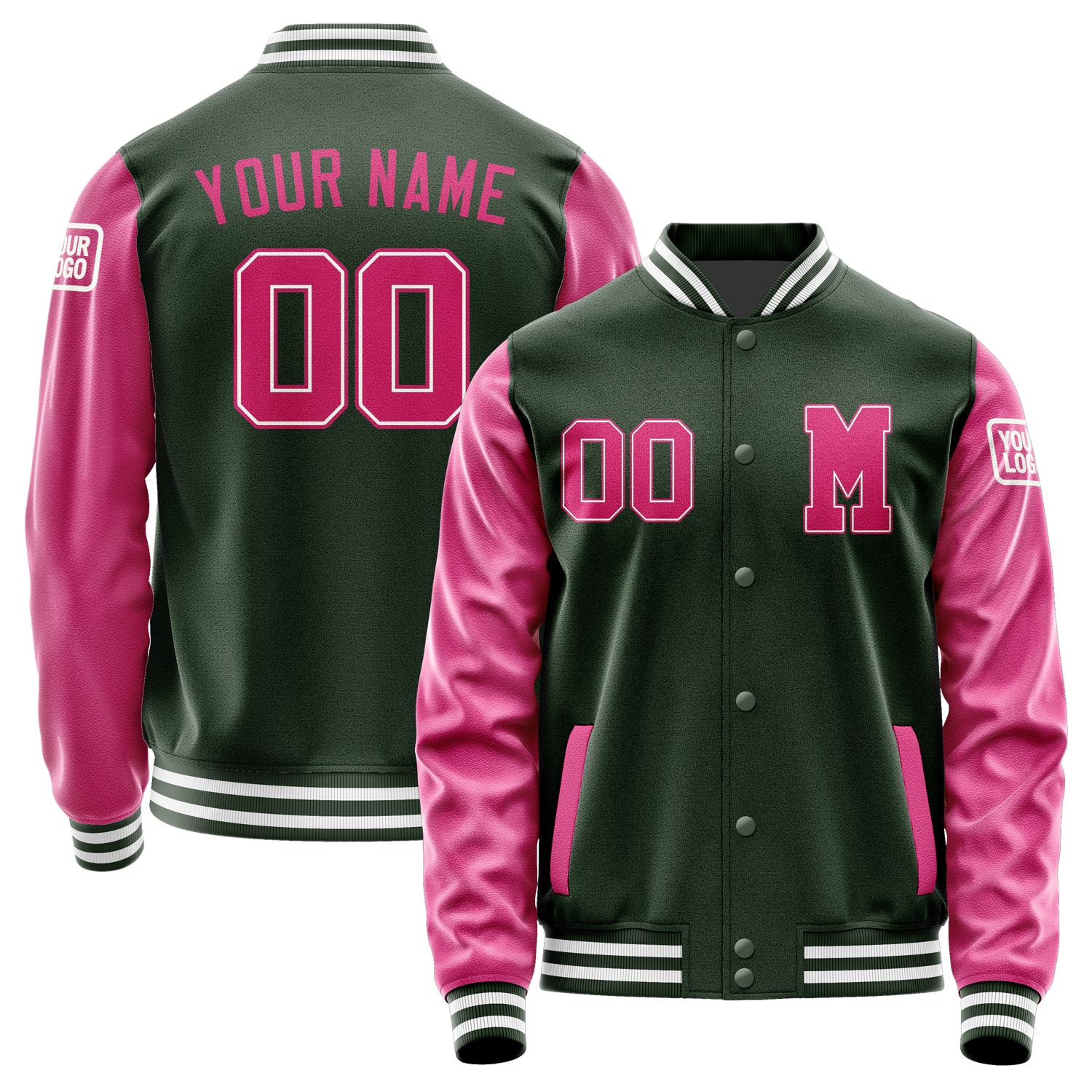Custom Dark Green Pink Jacket Jb0606130618131818