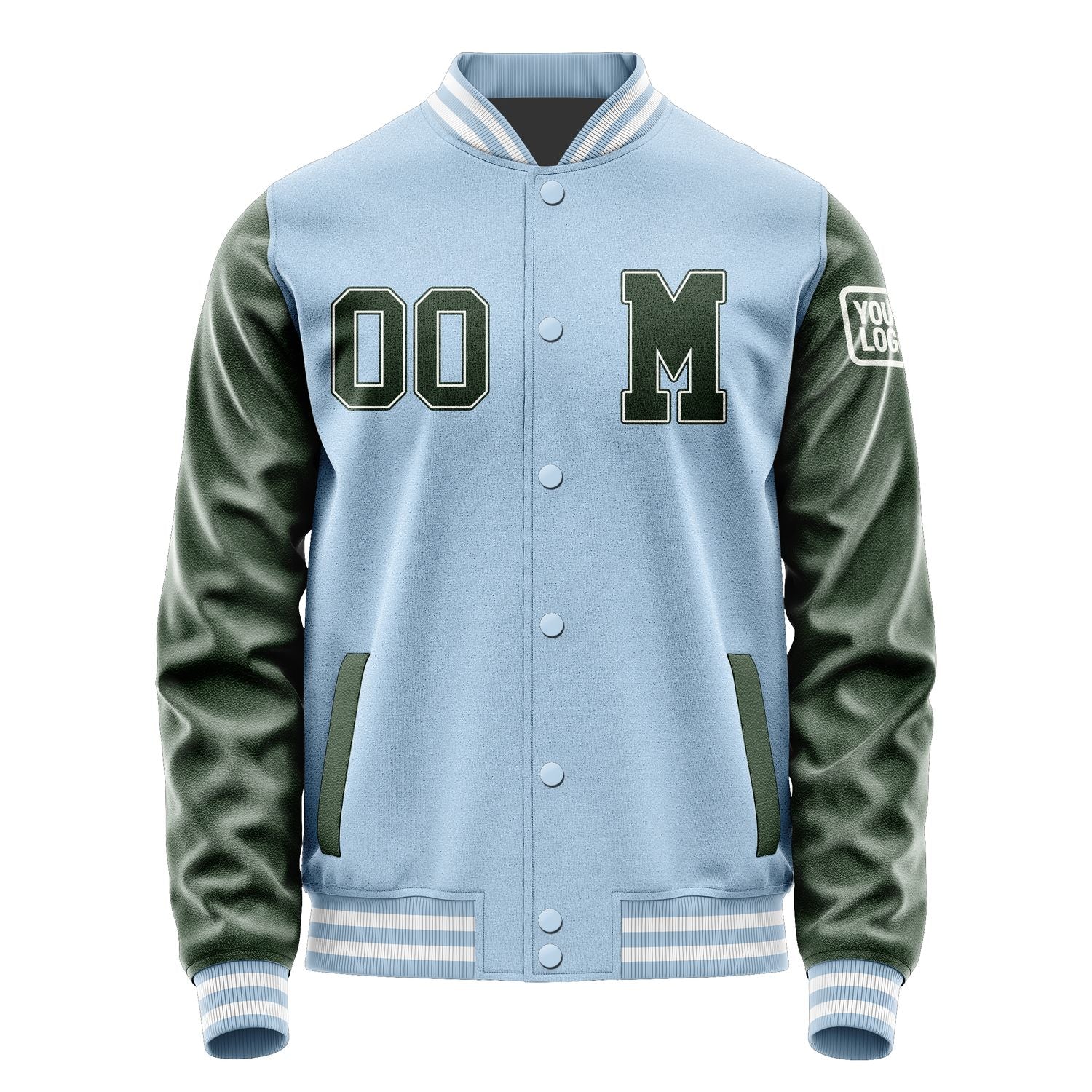 Custom Light Blue Dark Green Jacket Jb0808060818061818