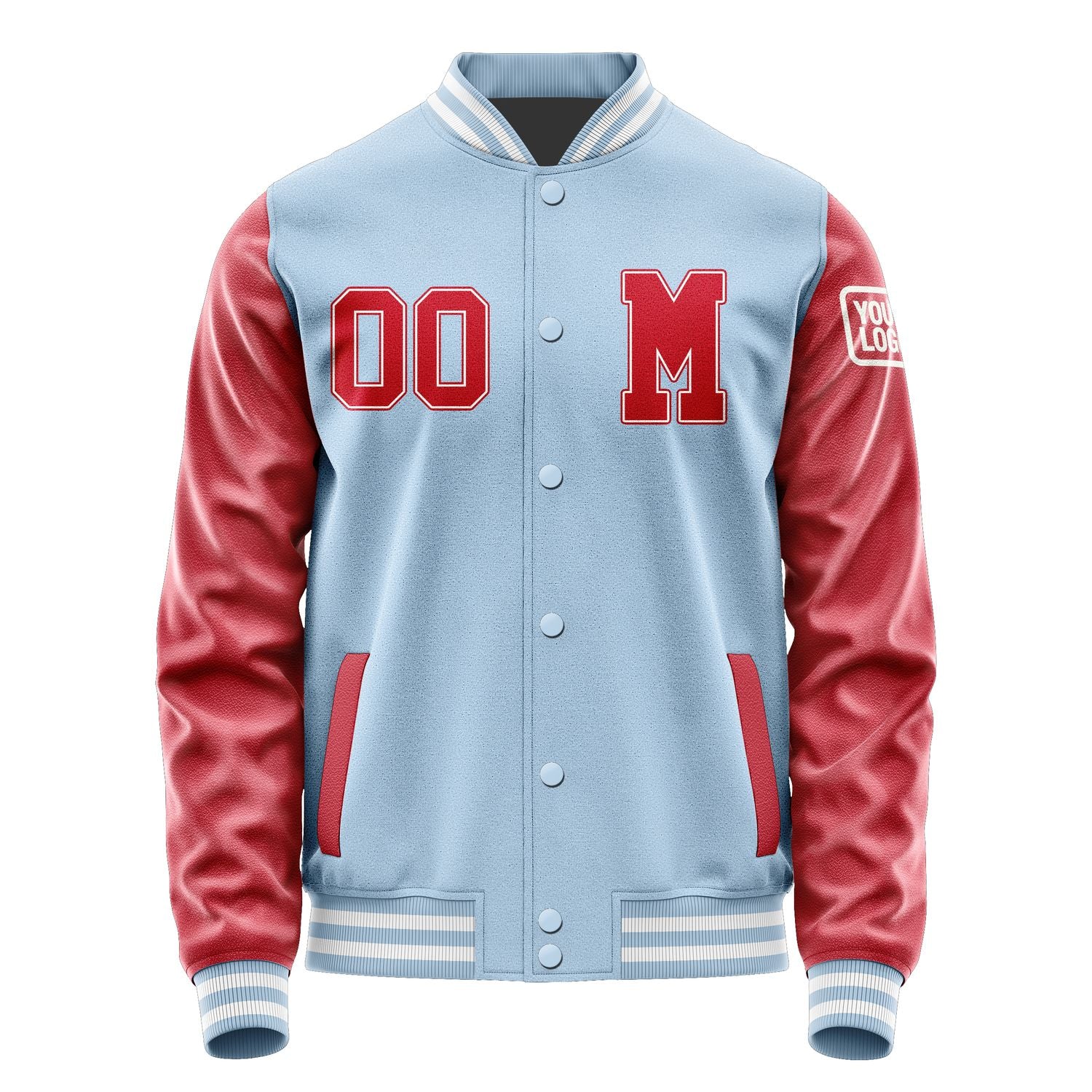 Custom Light Blue Red Jacket Jb0808140818141818