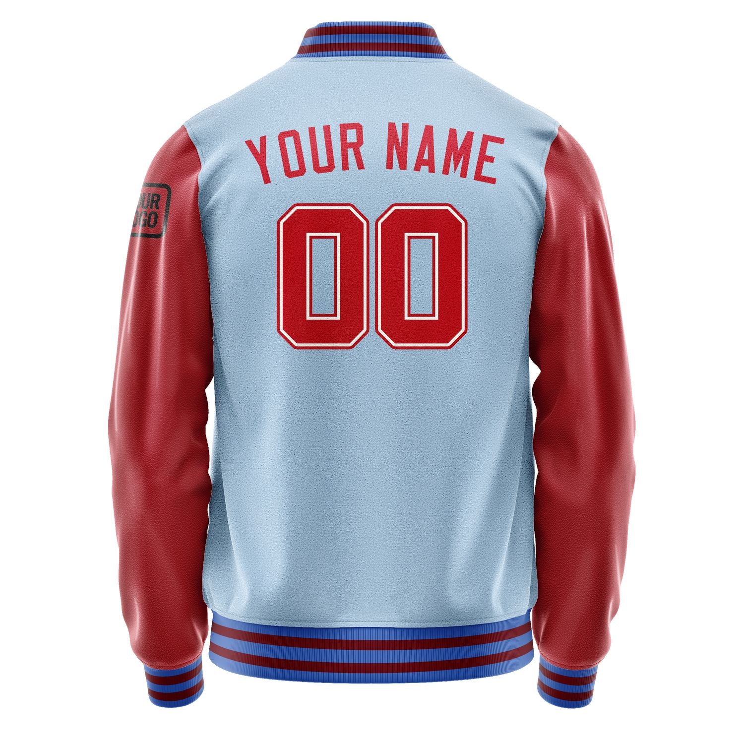 Custom Light Blue Red Jacket Jb0808140915141817