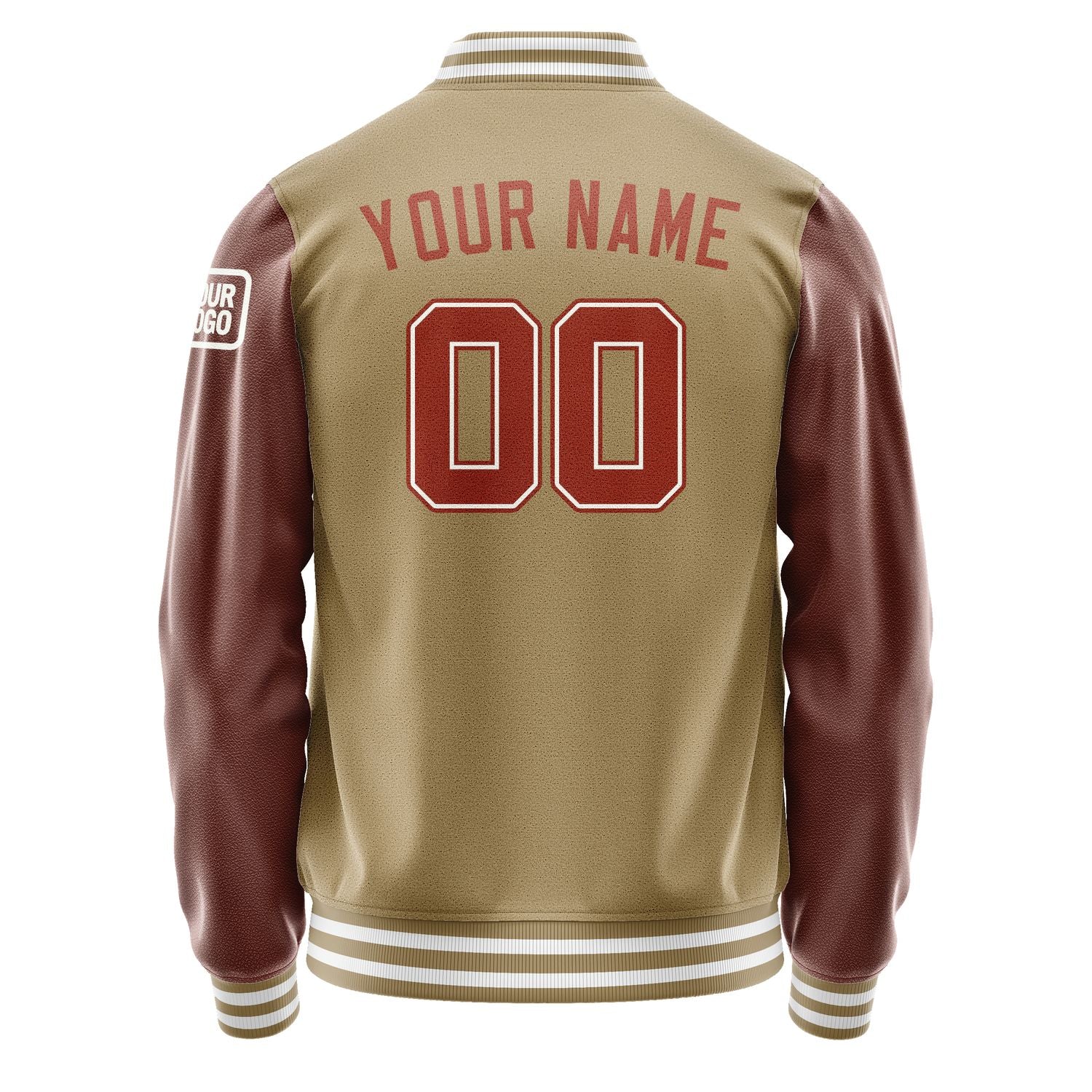 Custom Light Khaki Coral Red Jacket Jb2525162518161818