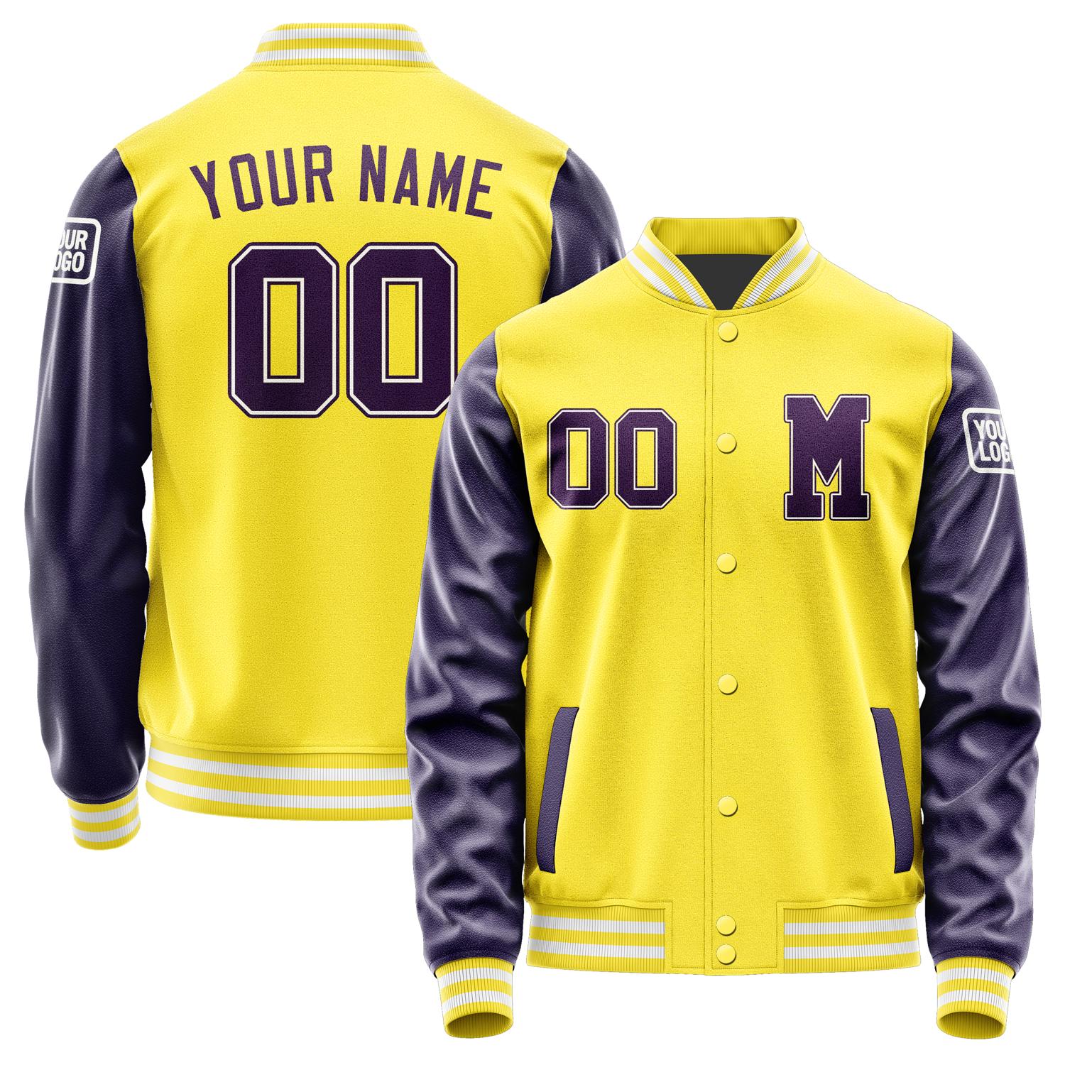 Custom Light Yellow Purple Jacket Jb2626072618071818
